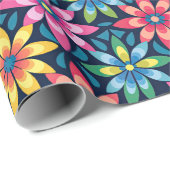 60s Vibe Mod Daisies All-over Print Cadeaupapier (Rol Hoek)