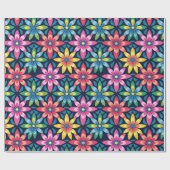  60s Vibe Mod Daisies All-over Print Cadeaupapier (Vlak)