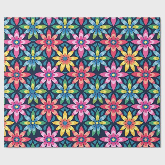  60s Vibe Mod Daisies All-over Print Cadeaupapier (Vlak)