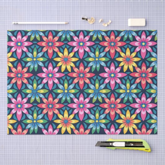  60s Vibe Mod Daisies All-over Print Tissuepapier (Craft)