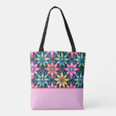  60s Vibe Mod Daisies Color Block Tote Bag (Achterkant)