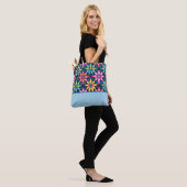  60s Vibe Mod Daisies Color Block Tote Bag (Op model)