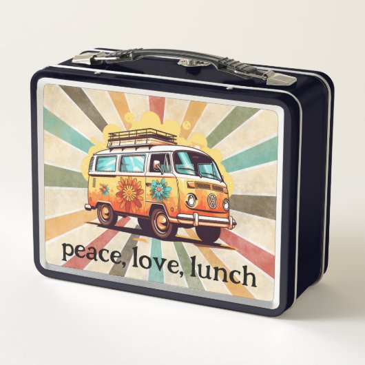 60s Vrede Hippie Metalen Lunchbox (Achterkant)