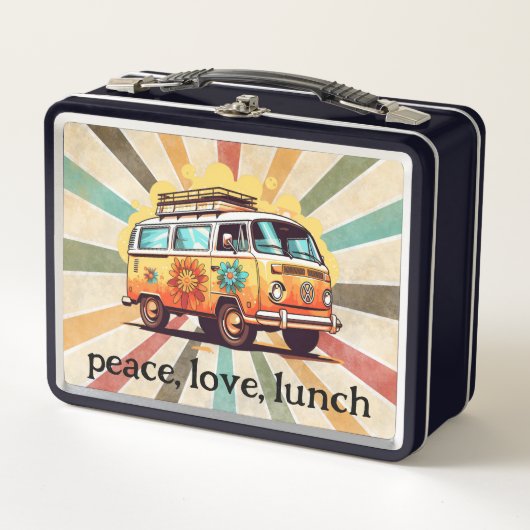 60s Vrede Hippie Metalen Lunchbox (Voorkant)