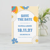 60s Zachte Retro Oude Muziek Bloemen Groovy Bruilo Save The Date (Staand voorkant)