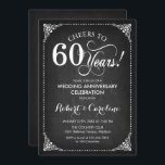 60ste bruiloft Jubileum - Krijtbord Wit Kaart<br><div class="desc">60e bruiloft Jubileum. Elegant retro  ontwerp met zwart krijtbordpatroon en scriptlettertype. Hoera voor 60 jaar! Kan worden gepersonaliseerd in elk jaar van het huwelijk! Stuur me een bericht als je nog meer maatwerk nodig hebt.</div>
