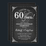 60ste bruiloft Jubileum - Krijtbord Wit Kaart<br><div class="desc">60e bruiloft Jubileum. Elegant retro  ontwerp met zwart krijtbordpatroon en scriptlettertype. Hoera voor 60 jaar! Kan worden gepersonaliseerd in elk jaar van het huwelijk! Stuur me een bericht als je nog meer maatwerk nodig hebt.</div>