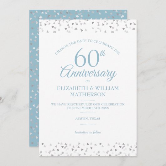 60ste bruiloft Jubileum Verander de datum Confetti Kaart (Voorkant / Achterkant)