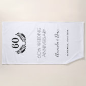 60ste bruiloft witte zwarte baard strandlaken (Voorkant)