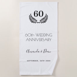 60ste bruiloft witte zwarte baard strandlaken