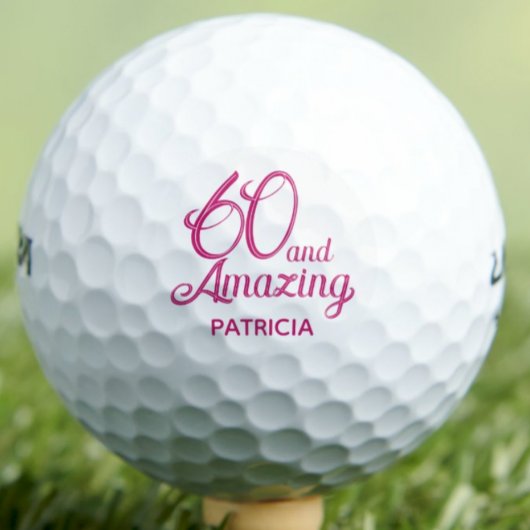 60ste Cadeau voor oma Roze Script Geweldig Golfballen