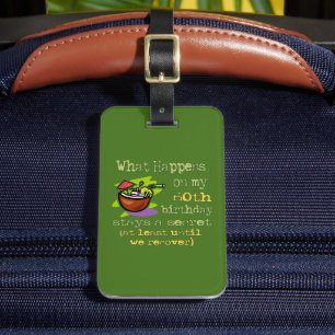 60ste cadeautjes van de Birthday Party. Wat gebeur Bagagelabel
