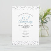 60ste Diamanten Bruiloft Hartjes Confetti Save The Date (Staand voorkant)