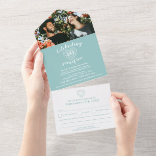 60ste diamanten bruiloft RSVP edelsteen All In One Uitnodiging