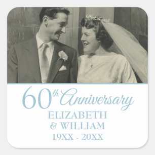 60ste Diamanten Huwelijksjubileum Eenvoudige Foto Vierkante Sticker