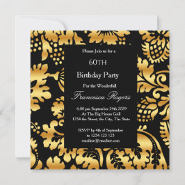 60ste Elegante Verjaardagsfeest Goud Zwart Kaart