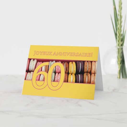 60ste Franse verjaardag Macaron-Joyeux Anniversair Kaart (Voorkant)