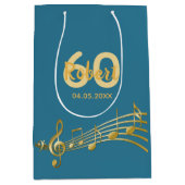 60ste gouden muzieknoten blauwgroen blauw groen medium cadeauzakje (Voorkant)