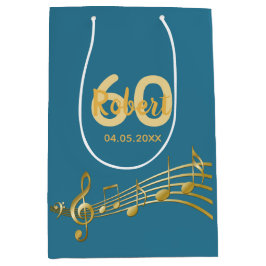60ste gouden muzieknoten blauwgroen blauw groen medium cadeauzakje