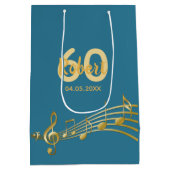 60ste gouden muzieknoten blauwgroen blauw groen medium cadeauzakje (Achterkant)
