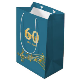 60ste gouden muzieknoten blauwgroen blauw groen medium cadeauzakje