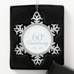 60ste huwelijksjubileum harten confetti tin sneeuwvlok ornament