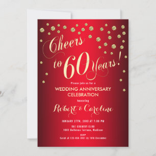60ste huwelijksjubileum - Rood & Goud Kaart
