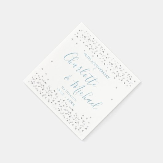 60ste huwelijksjubileum Script Hartjes Confetti Servet (Hoek)