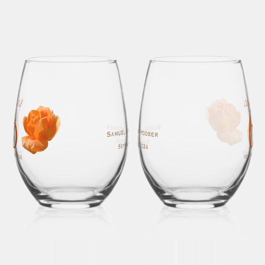 60ste huwelijksverjaardag aanpassen perzik roos ca wijnglas zonder voet (Links)