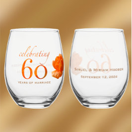 60ste huwelijksverjaardag aanpassen perzik roos ca wijnglas zonder voet