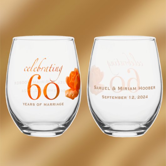 60ste huwelijksverjaardag aanpassen perzik roos ca wijnglas zonder voet