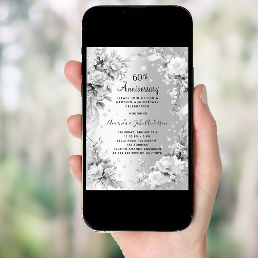 60ste huwelijksverjaardag diamant zilver luxe kaart