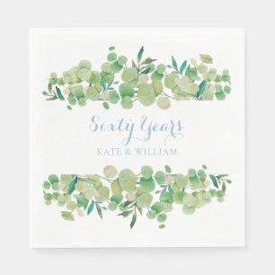 60ste huwelijksverjaardag Eucalyptus groen Servet