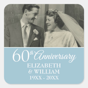 60ste Huwelijksverjaardag Foto Elegante Diamant Vierkante Sticker
