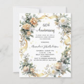 60ste huwelijksverjaardag gele bloemen uitnodiging (Voorkant)