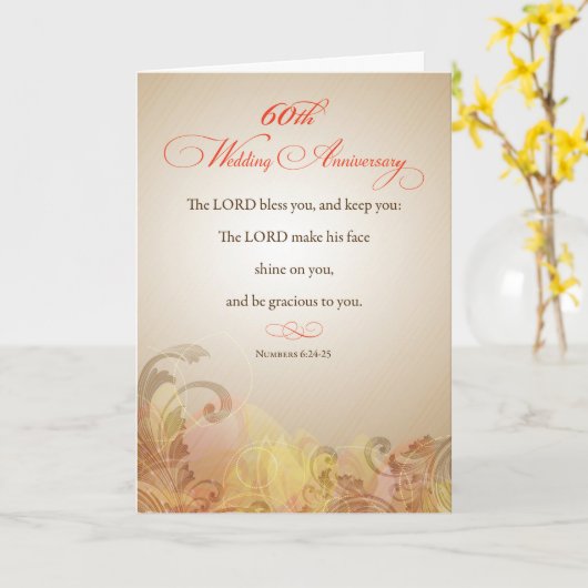 60ste huwelijksverjaardag, God zegene Kaart (Gele Bloem)