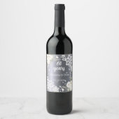 60ste huwelijksverjaardag Zilveren Bloemen Diamant Wijn Etiket (Voorkant)