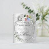 60ste huwelijksverjaardag zilveren foto uitnodigin (Staand voorkant)