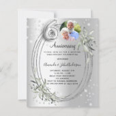 60ste huwelijksverjaardag zilveren foto uitnodigin (Voorkant)