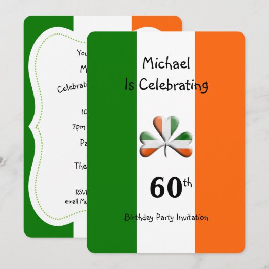 60ste Ierse verjaardagsfeest Kaart (Voorkant / Achterkant)
