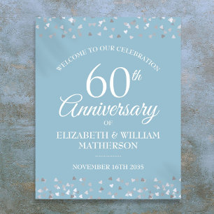 60ste jubileum Love Hearts Confetti Welkom Bord Poster