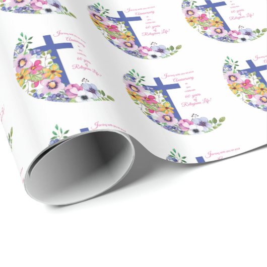 60ste Jubileum, non, Religious Life Cross Cadeaupapier (Rol Hoek)