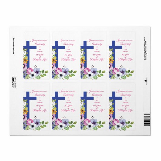 60ste Jubileum, non, Religious Life Cross Etiket (Full Sheet)