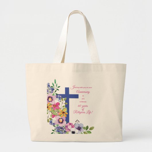 60ste Jubileum, non, Religious Life Cross Grote Tote Bag (Voorkant)