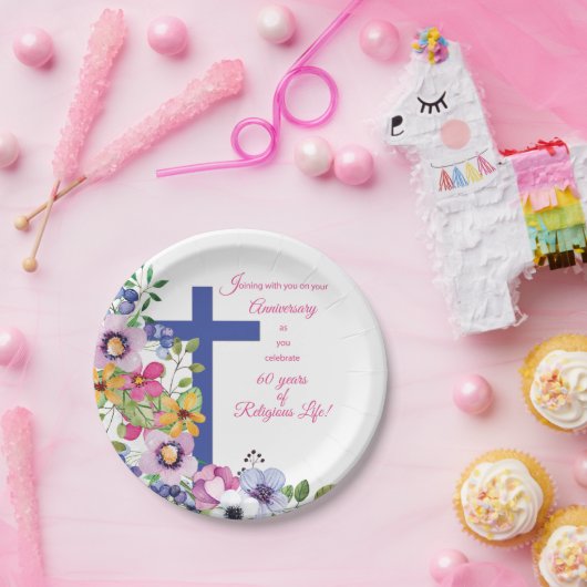 60ste Jubileum, non, Religious Life Cross Papieren Bordje (Feest)