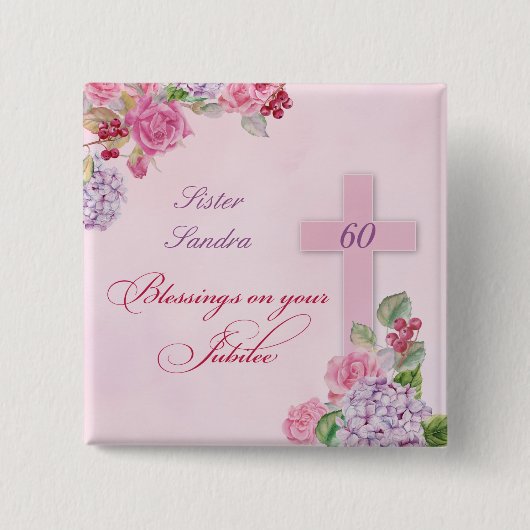 60ste Jubileum van het Religieuze Leven Katholieke Vierkante Button 5,1 Cm (Voorkant)