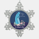60ste Jubileum van het Religieuze Leven Nun Pink F Tin Sneeuwvlok Ornament (Voorkant)