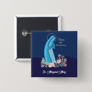 60ste Jubileum van het Religieuze Leven Nun Pink F Vierkante Button 5,1 Cm