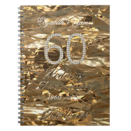 60ste Jubileum voor bruiloft Gastboek Gold Diamond Notitieboek