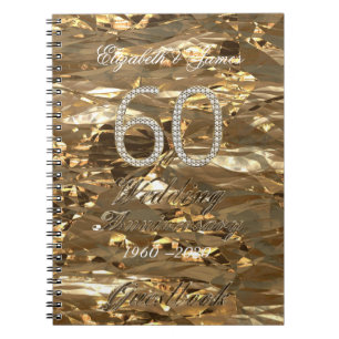 60ste Jubileum voor bruiloft Gastboek Gold Diamond Notitieboek